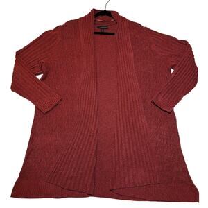 Lane Bryant Women's Open Long Cardigan Rib Knit Sweater 18/20 Plus Size Rust Red